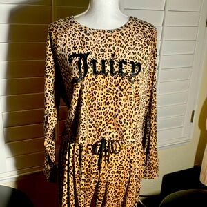 🐅🖤Vintage Juicy Couture Animal Print Top & Pants Long Sleeves PJ’s Sz Large